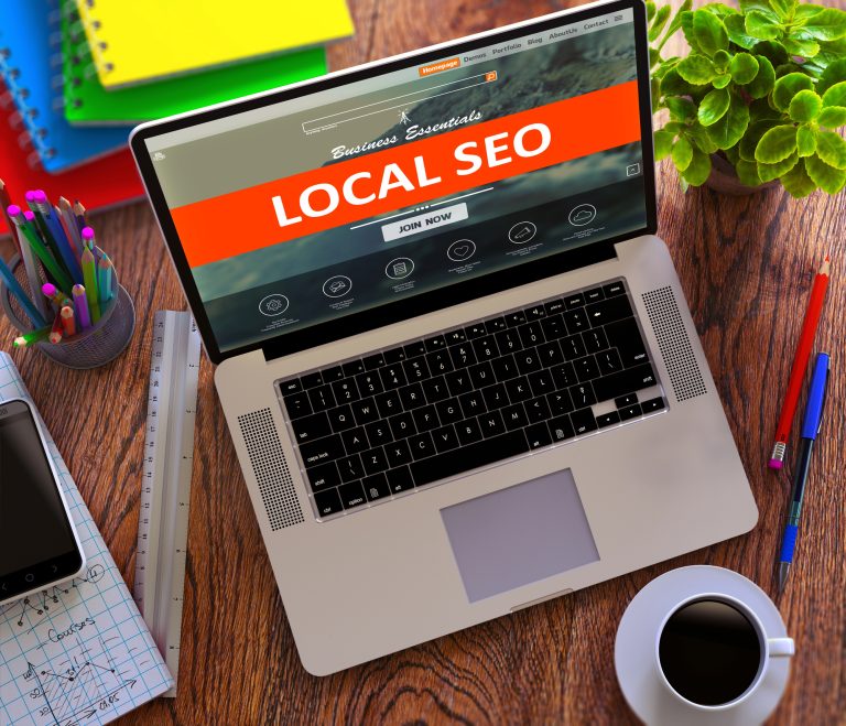 Laptop showing local SEO for small business marketing